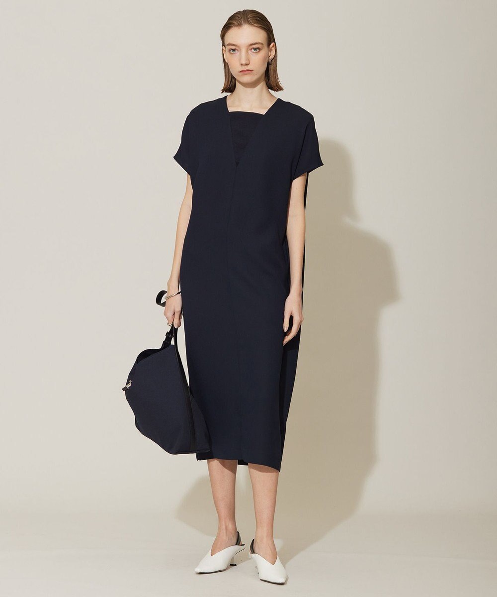 ICB 【接触冷感・UVケア・速乾・洗える】FluidBackSatin レイヤードデザインワンピース 