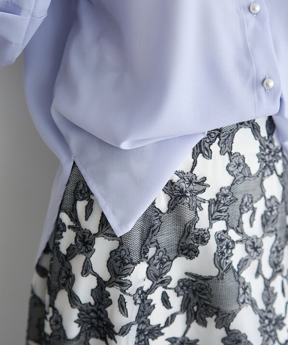 YECCA VECCA 2way裾アレンジパール釦ブラウス 