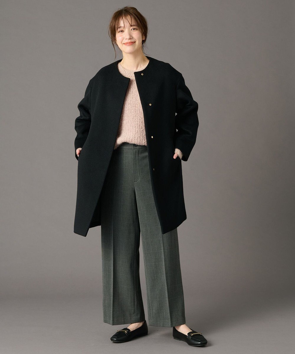 ANY L 【洗濯機可/ストレッチ/ウエストゴム/裏起毛】マルチファンクションストレッチチェックワイドパンツ 