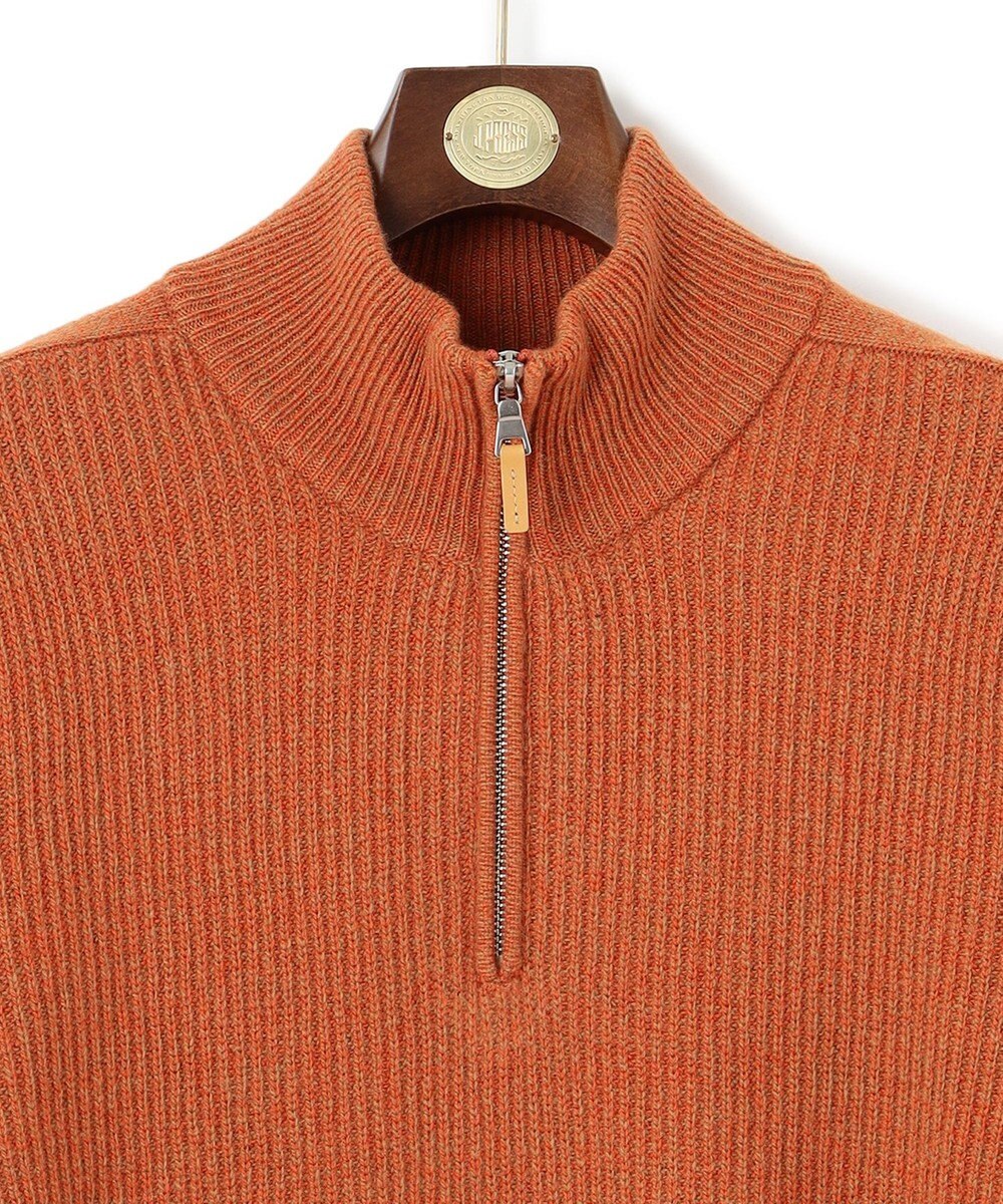 J.PRESS MEN 【Cash Lamb's Wool】畔編みハーフジップ ニット 