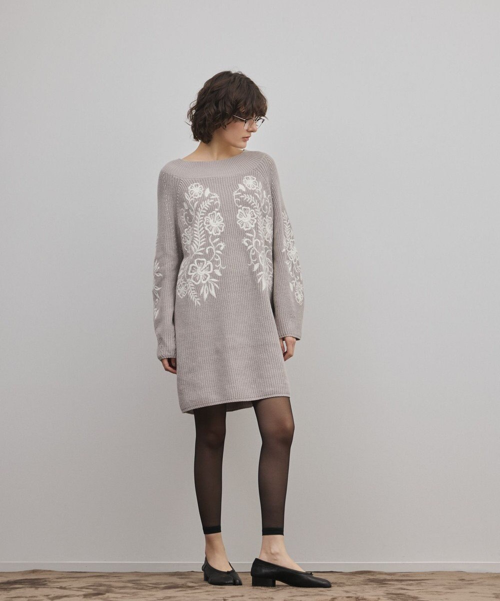 GRACE CONTINENTAL エンブロイダリーニットワンピース 
