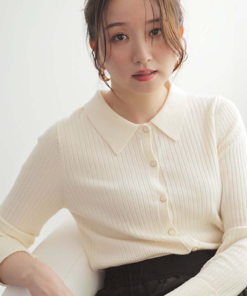 ANY SIS S CICA加工 襟デザイン ニット 