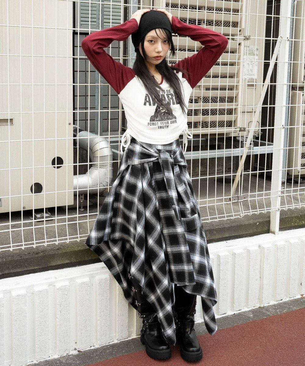 WEGO キーネックサイドドロストラグランロンT 