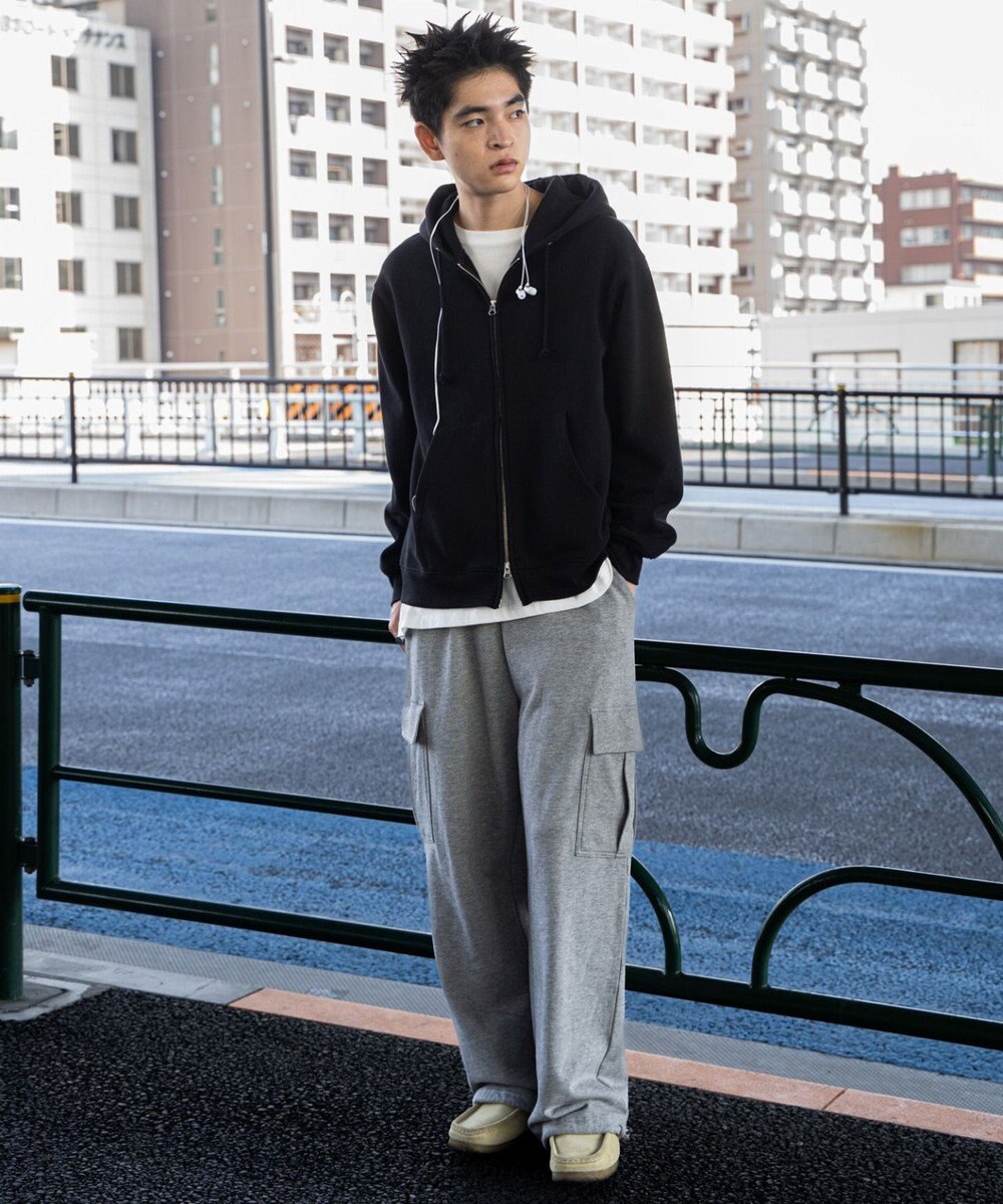 WEGO 【ユニセックス着用ITEM/裏起毛/SMLサイズ展開】リラックスフィットバックロゴジップパーカー 