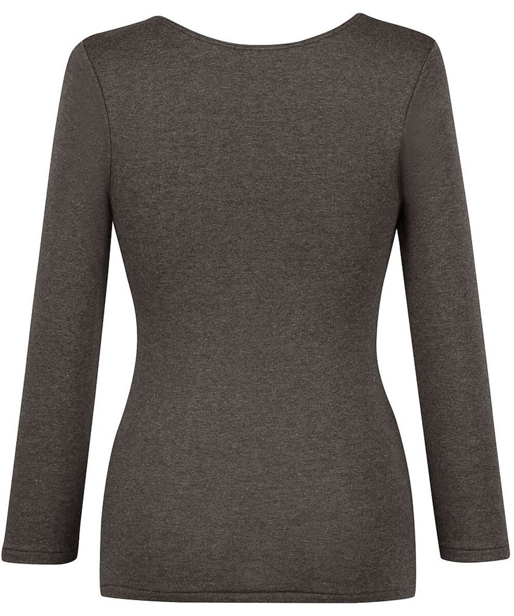 Wing あったかインナー 綿混素材 裏起毛(肌側) よく伸びる素材 ストレッチ性 保温性 【ラクのびサーモ】 ネックせまめ 8分袖 長袖 秋 冬 EL6912 ウイング／ワコール 