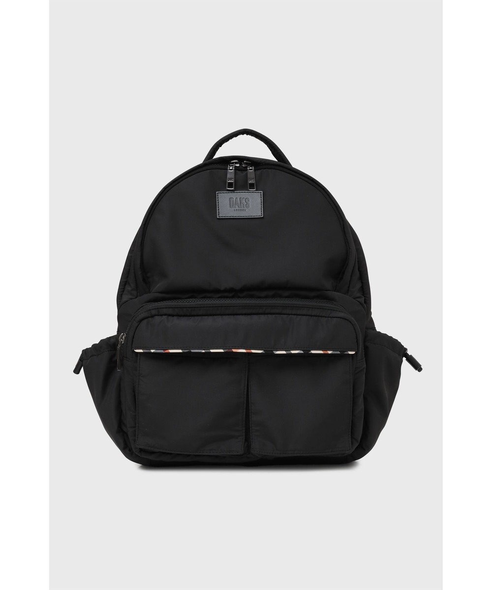DAKS 軽量ナイロン×レザー ハウスチェックディテール PC収納バックパック 