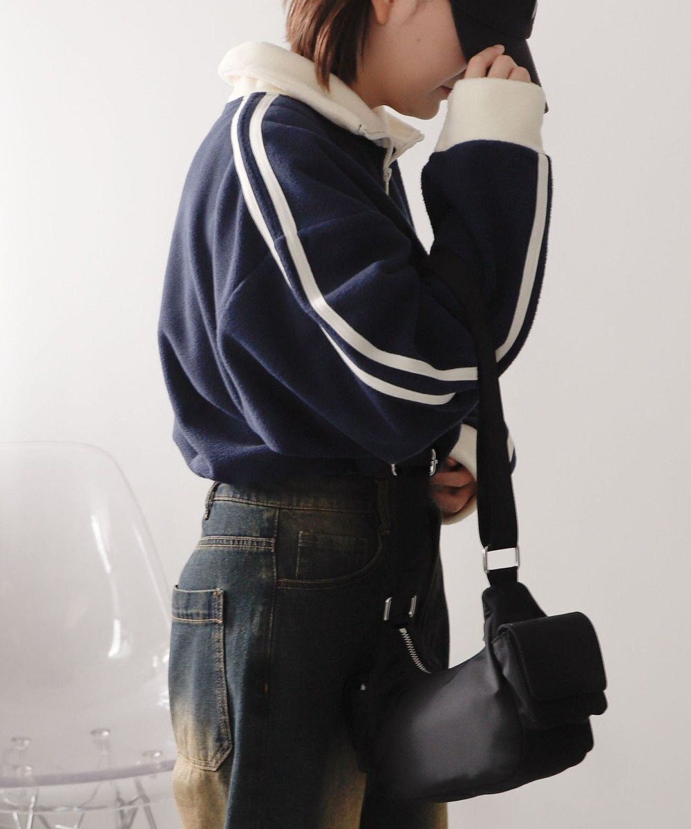 WEGO ハーフジップフリースショートプルオーバー 