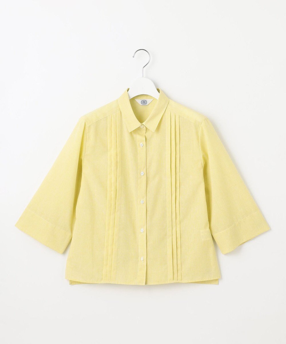 J.PRESS LADIES 【洗える】リネンminiチェック フロントピンタック シャツ 