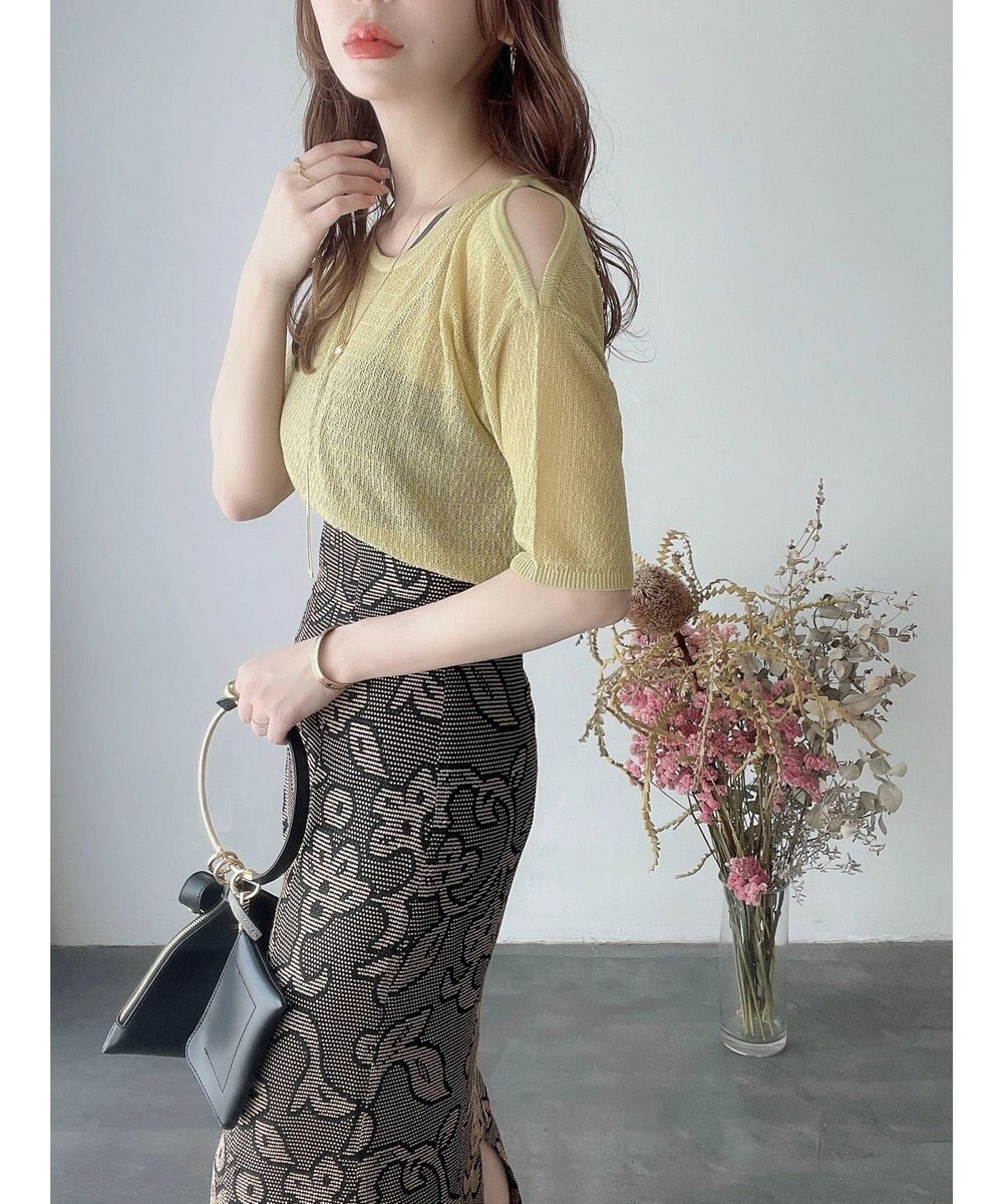 Green Parks 透かし編み肩あきニットプルオーバー 