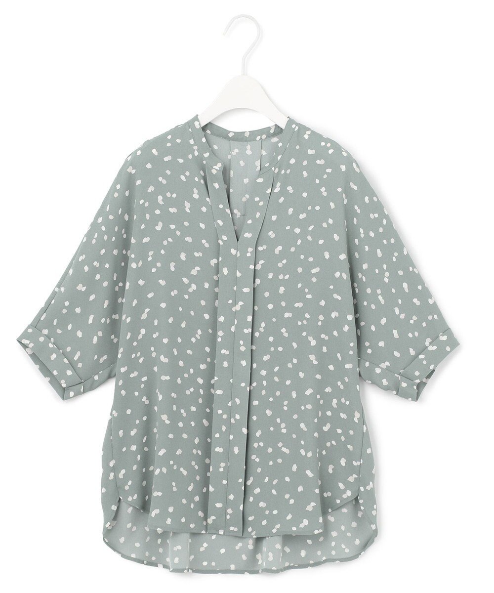 ICB 【WEB限定カラーあり・洗える】Back Satin Amunzen キーネックブラウス 