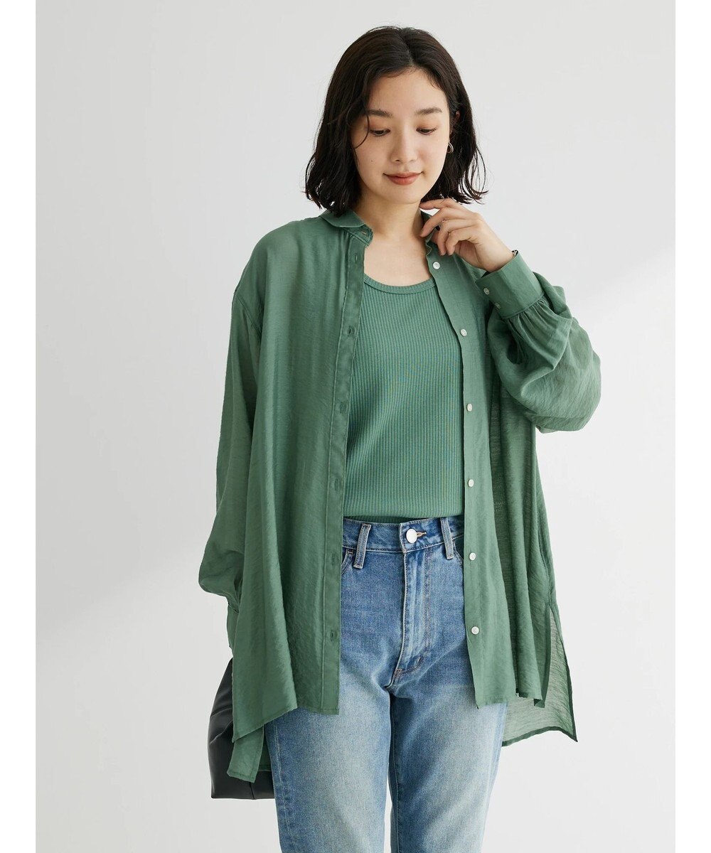 Green Parks レギュラー前後差シアーシャツ 