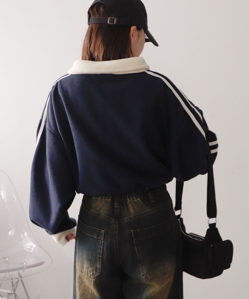 WEGO ハーフジップフリースショートプルオーバー 