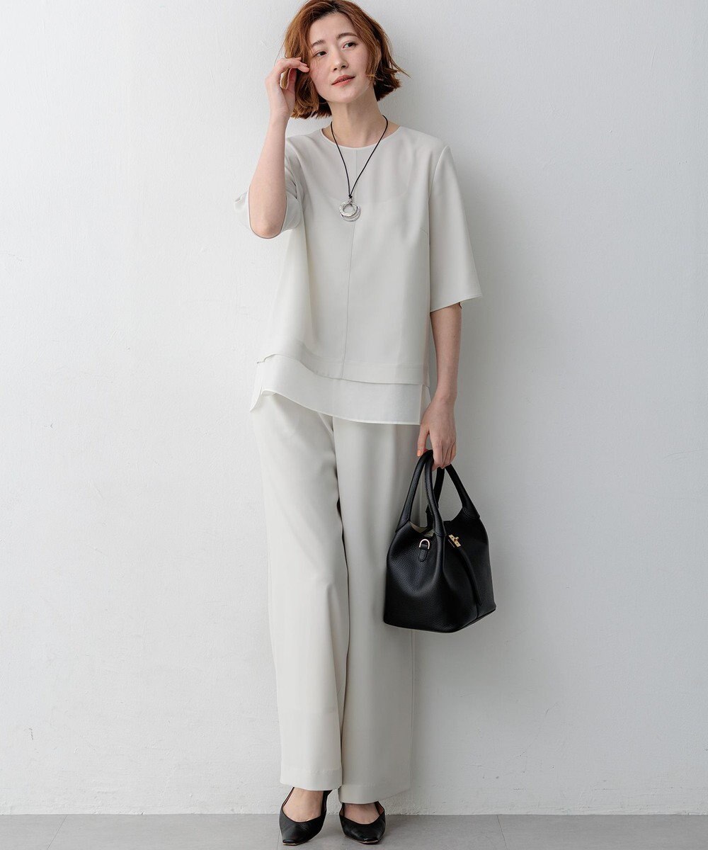 23区 【WEB&一部店舗限定】ストレッチジョーゼット ワイドパンツ 