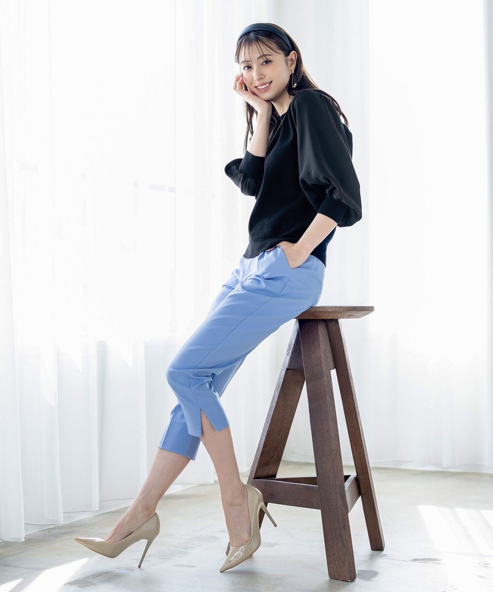 Tiaclasse L 【新色追加・洗える】異素材パフ袖トップス 