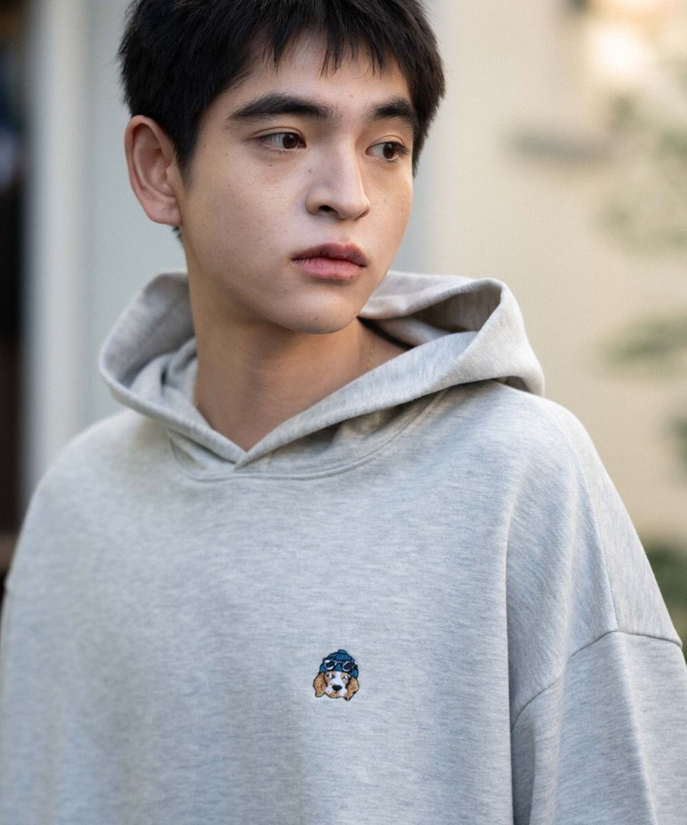 WEGO 【ユニセックス着用ITEM/SMLサイズ展開/裏起毛】ワンポイント刺繍プルパーカー 