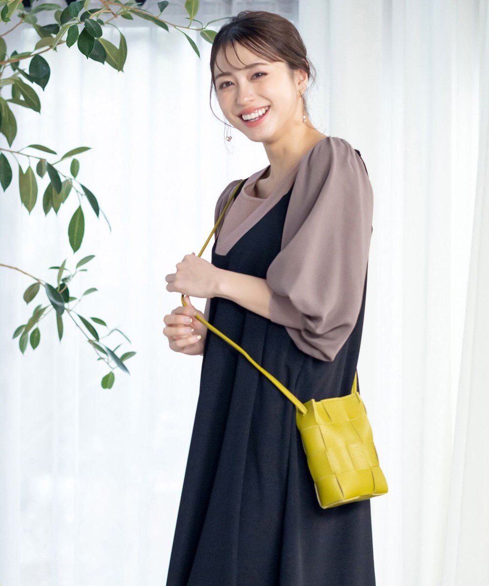 Tiaclasse L 【新色追加・洗える】異素材パフ袖トップス 