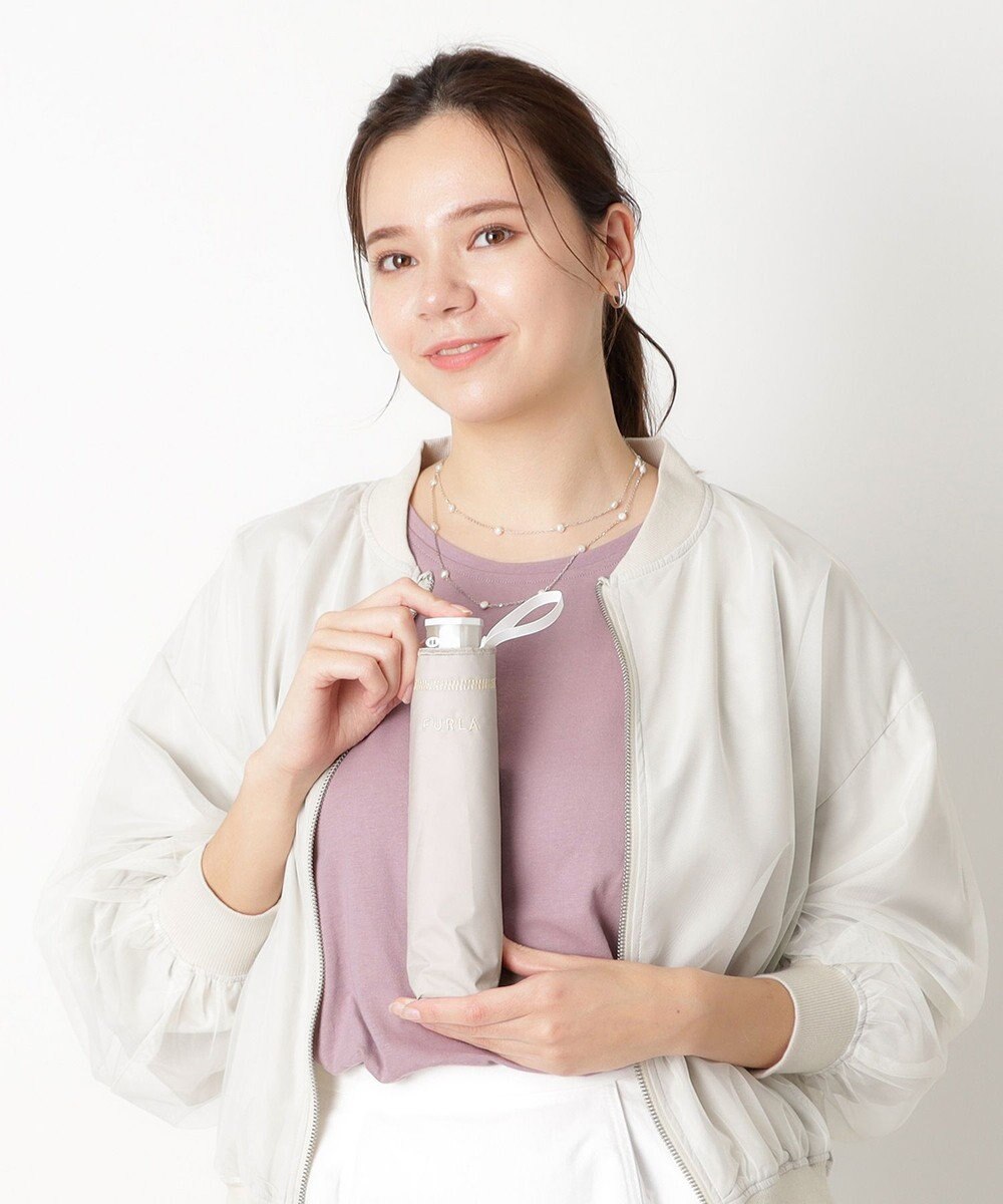 MOONBAT FURLA(フルラ) 晴雨兼用日傘 折りたたみ傘 ジッパー刺繍 1級遮光 遮熱 UV 