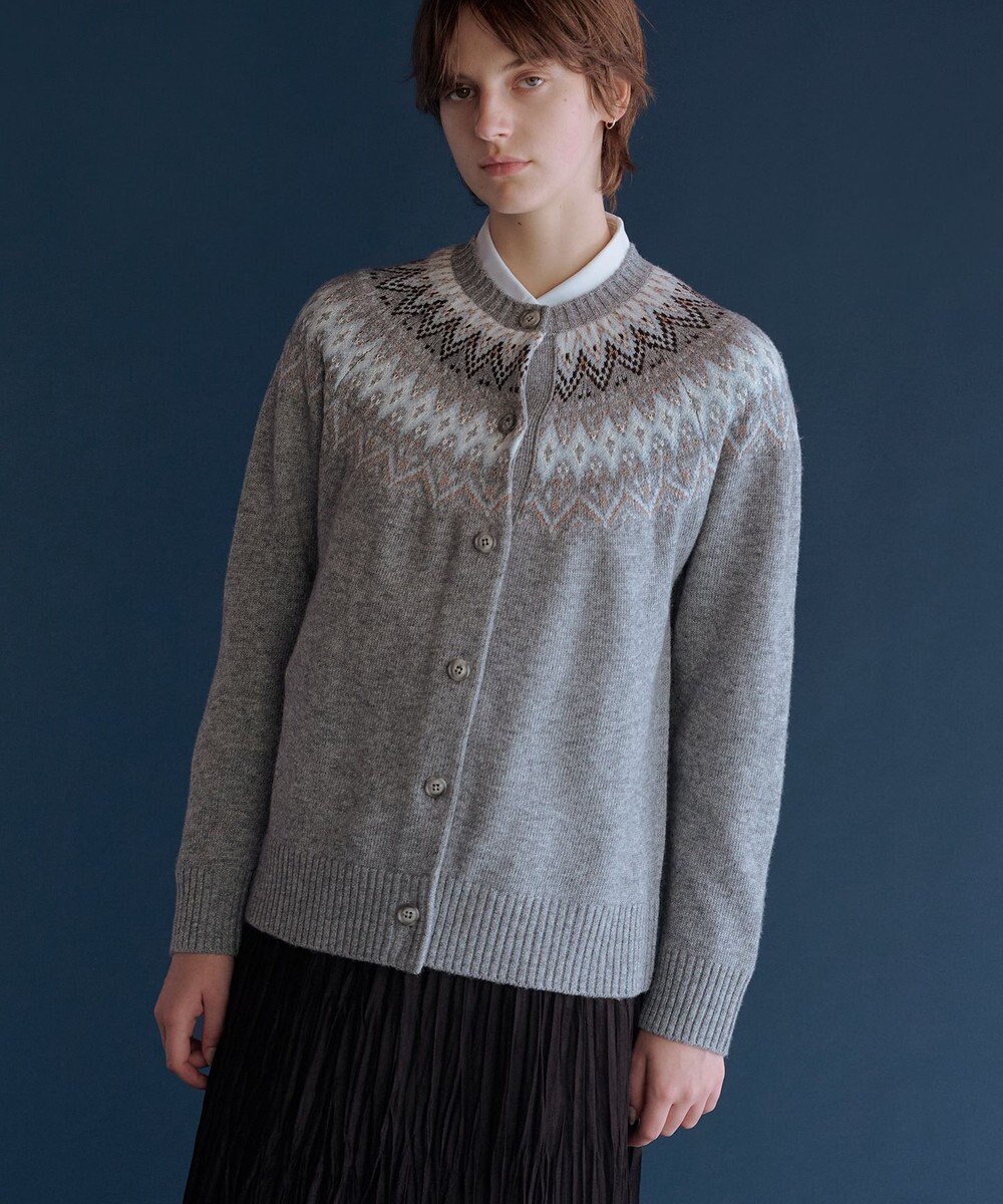 J.PRESS LADIES L FAIR ISLE ニット カーディガン 