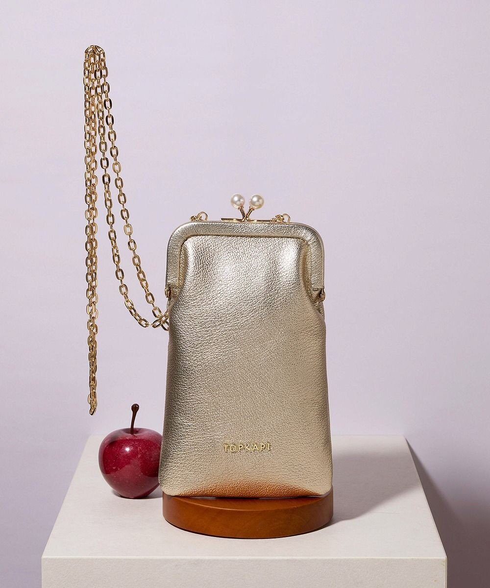 TOPKAPI 【TOPKAPI】シュリンクレザー パール チェーン ショルダー バッグ / スマホショルダー 