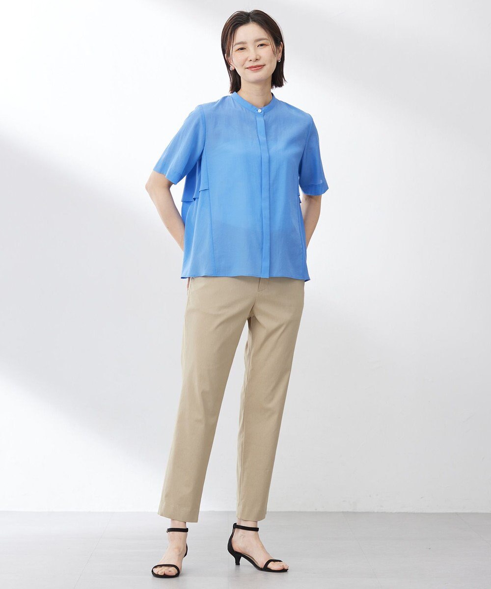 J.PRESS LADIES 【洗える】セルロースリネンストレッチ テーパード パンツ 