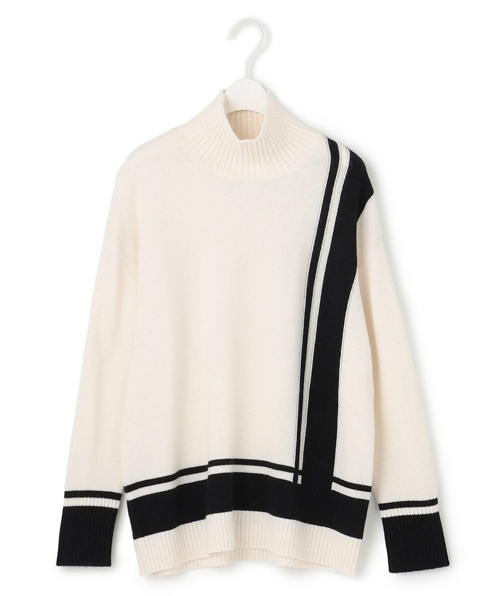 ICB 【洗える】 ソフトカシミヤミックス ライン柄ニット 