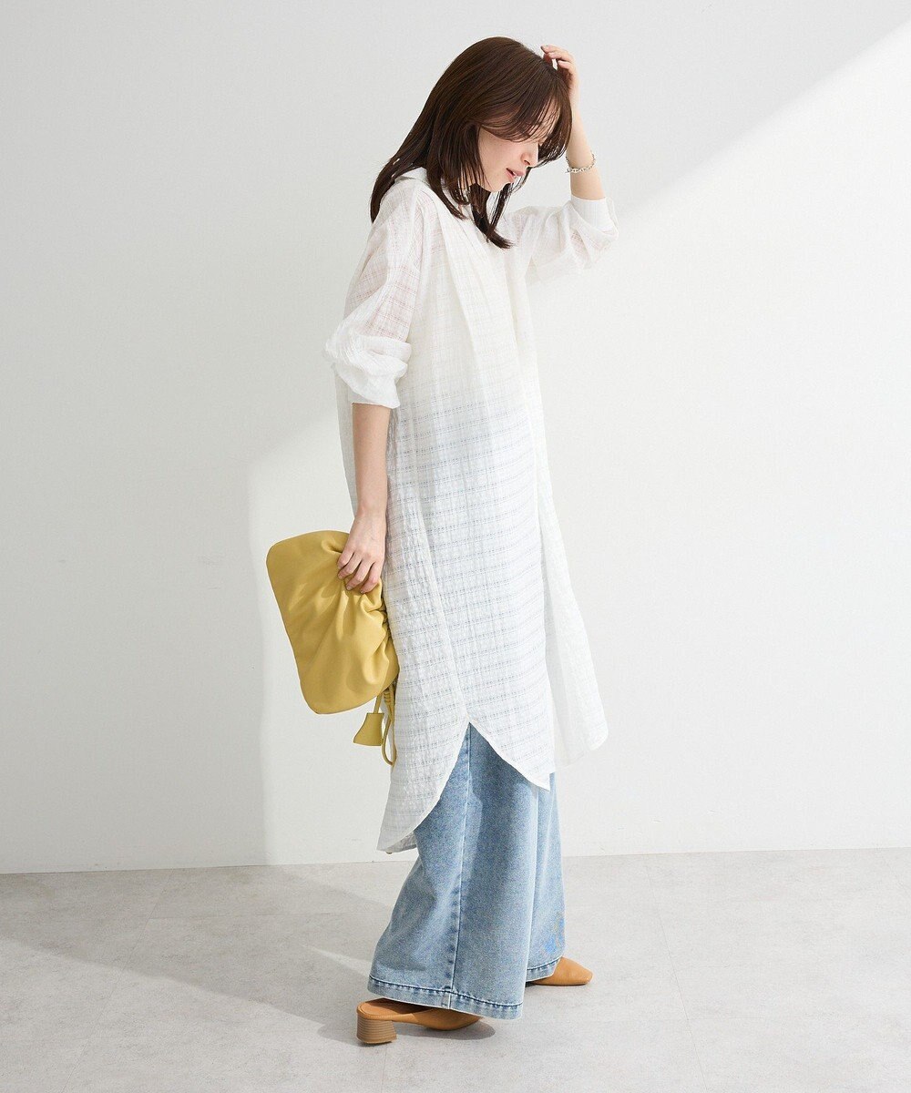 Green Parks シアーチェックシャツワンピース 