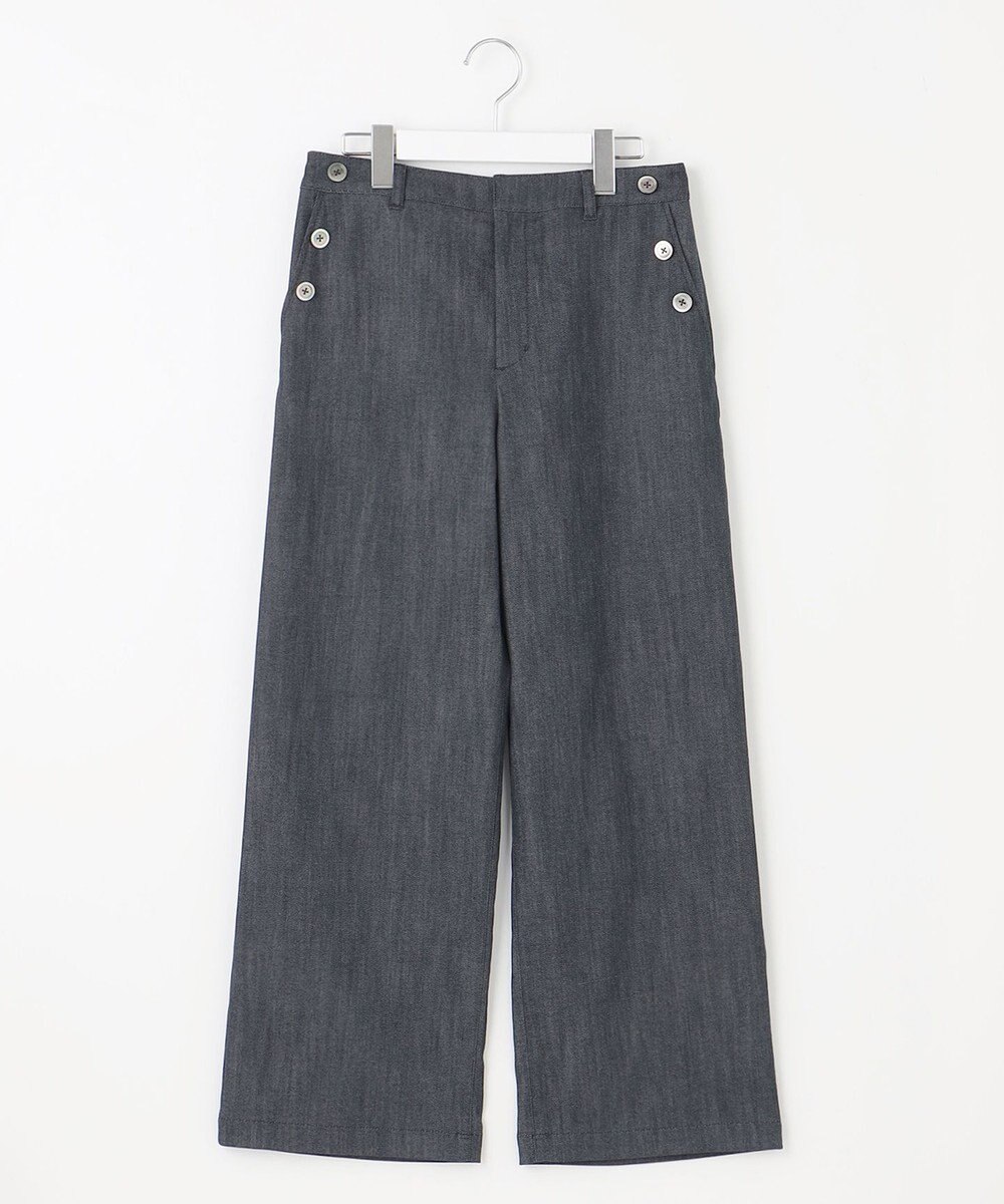 J.PRESS LADIES S 【洗える】セルロースシャンブレー ワイド パンツ 