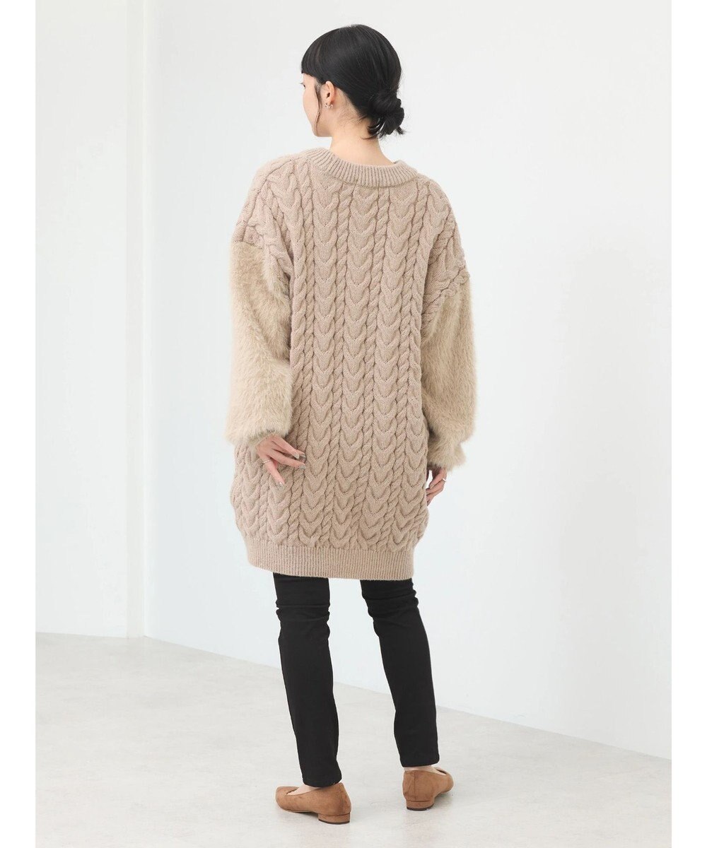 earth music&ecology 袖ファーケーブルミニワンピース 