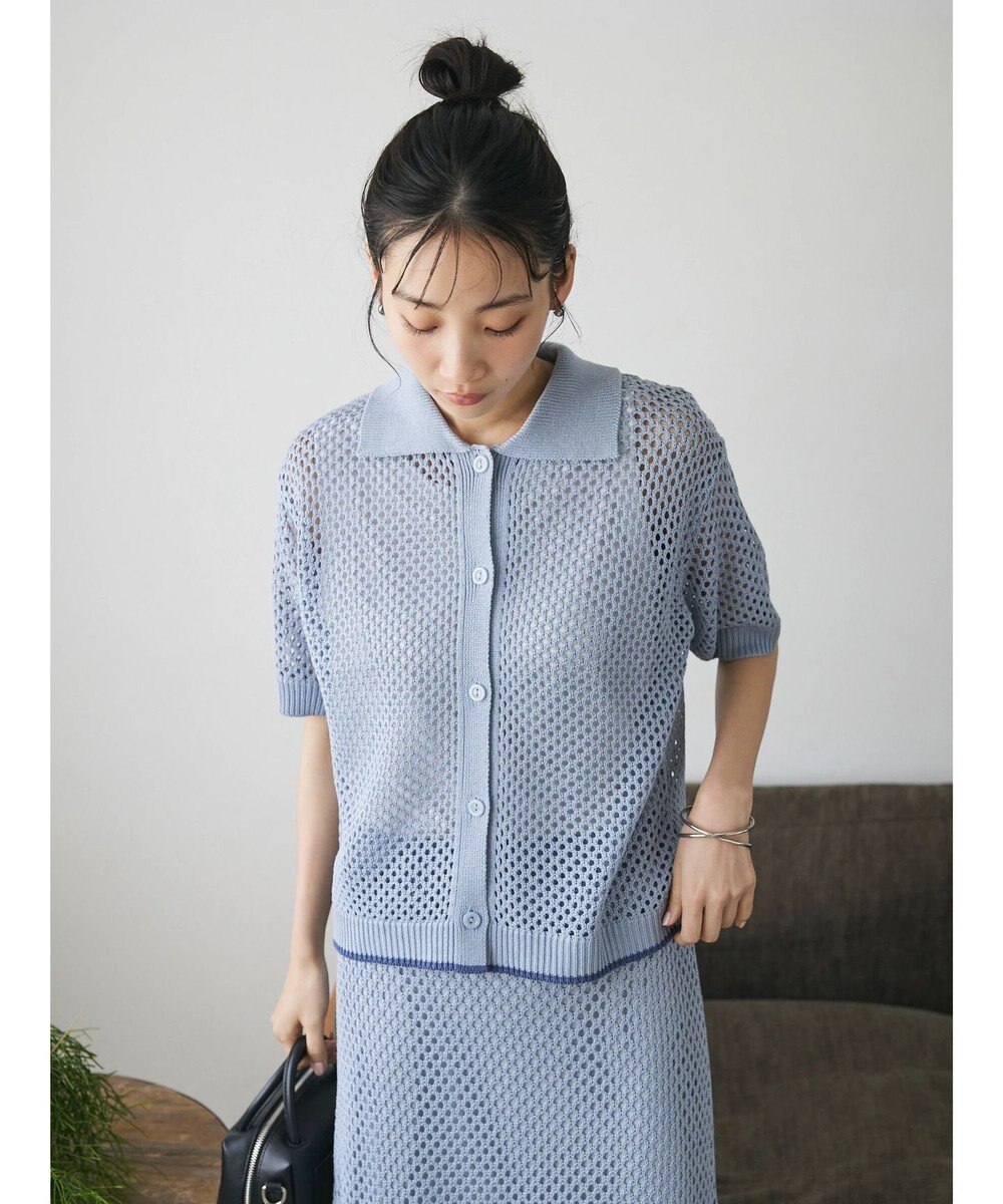 CRAFT STANDARD BOUTIQUE 配色メッシュニットカーディガン 