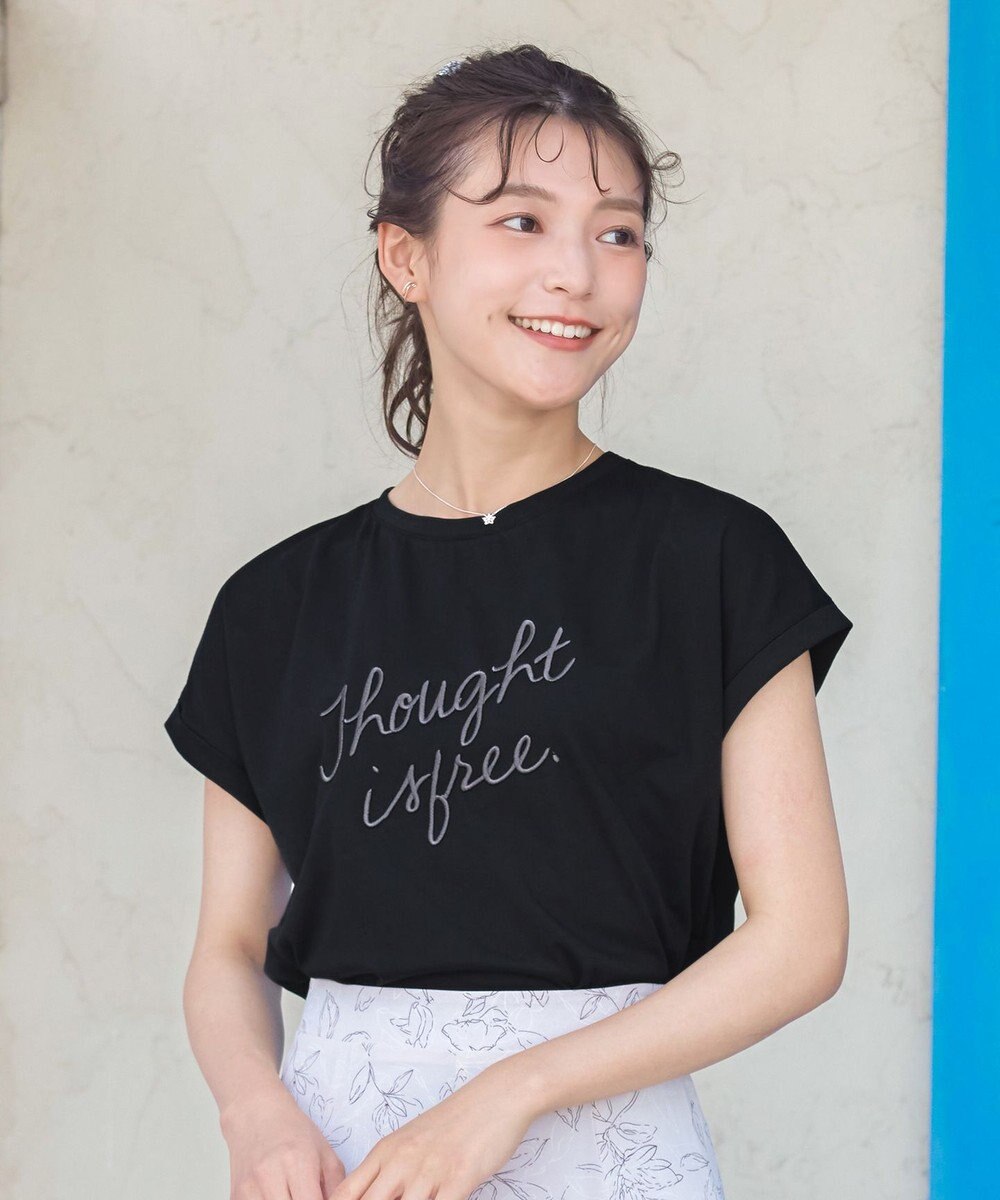 Tiaclasse 【洗える】立体刺繍ロゴTシャツカットソー 