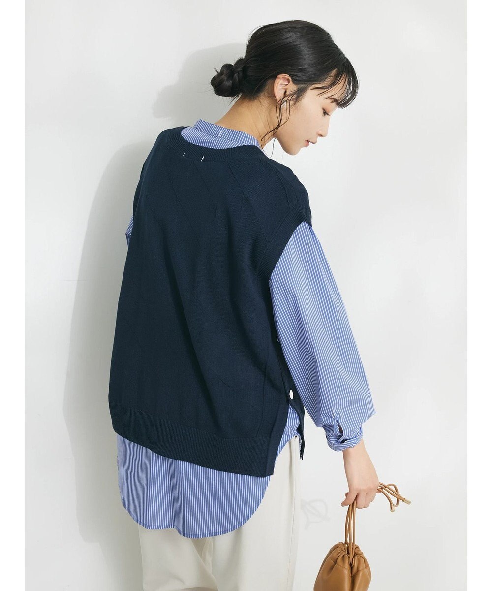 CRAFT STANDARD BOUTIQUE 【洗える】ニットベスト+バンドカラーシャツ-SET 