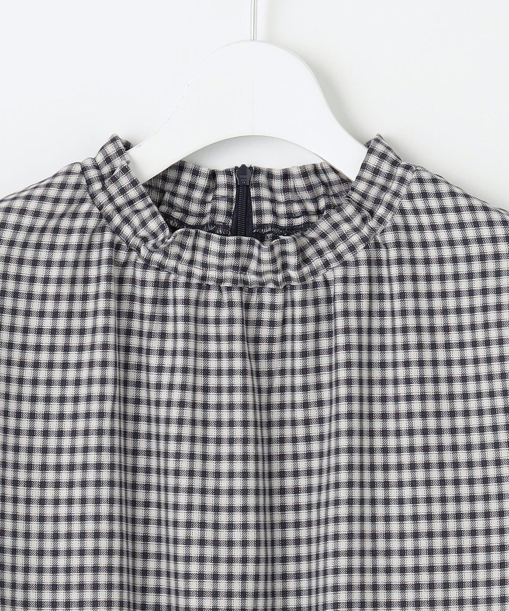 J.PRESS LADIES S 【洗える】ポリエステルヴィスコースブロックチェック フリルネック ブラウス 