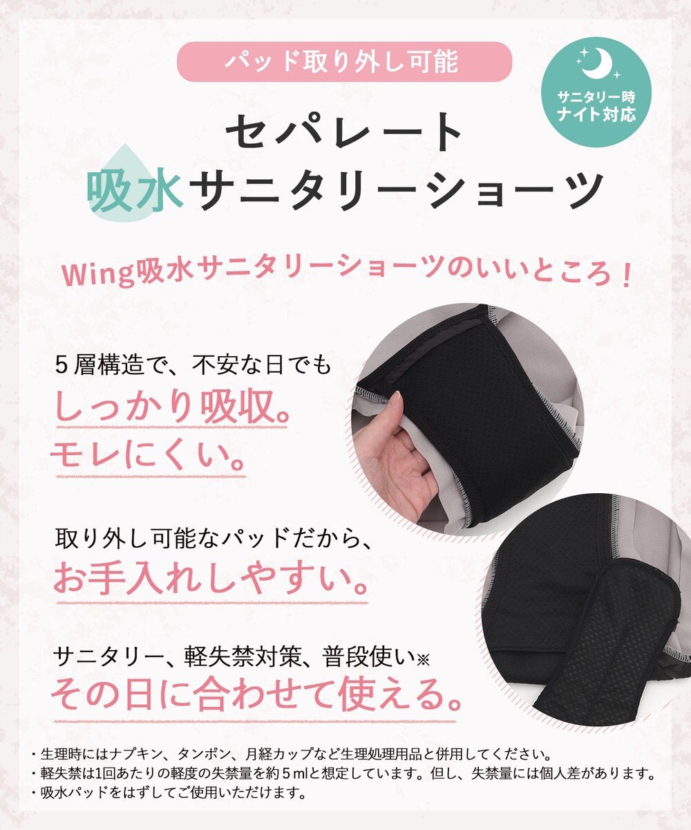 Wing 吸水サニタリーショーツ　【セパレート吸水サニタリーショーツ】　ナイト対応　はきこみ丈ふかめ　ウイング／ワコール　EC7510 
