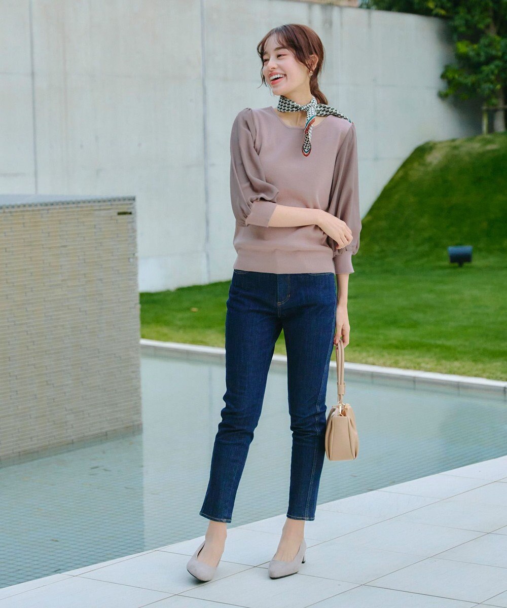 Tiaclasse L 【新色追加・洗える】異素材パフ袖トップス 