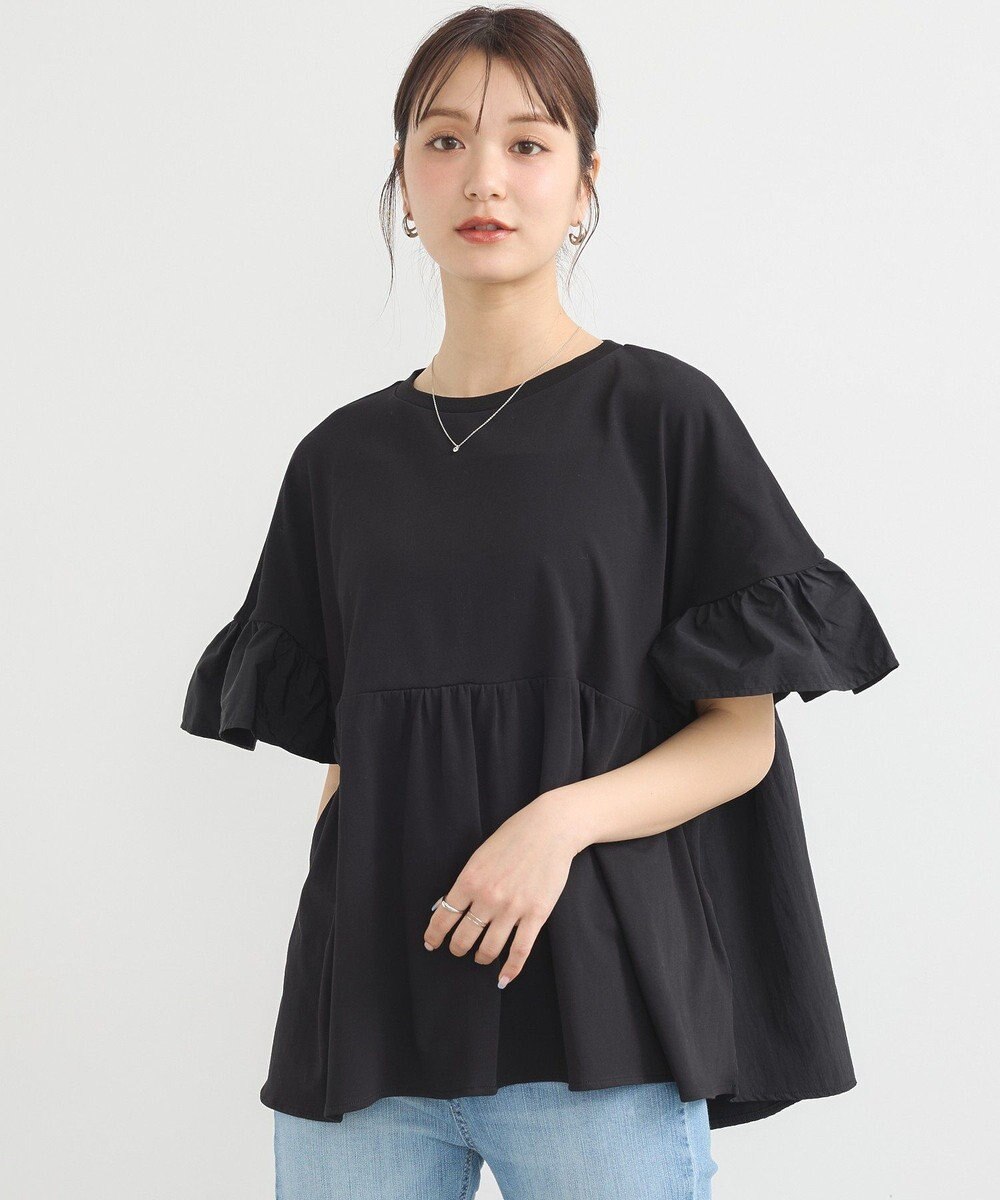 earth music&ecology 【接触冷感/洗濯機可】フリルドッキングポンチョＴ 