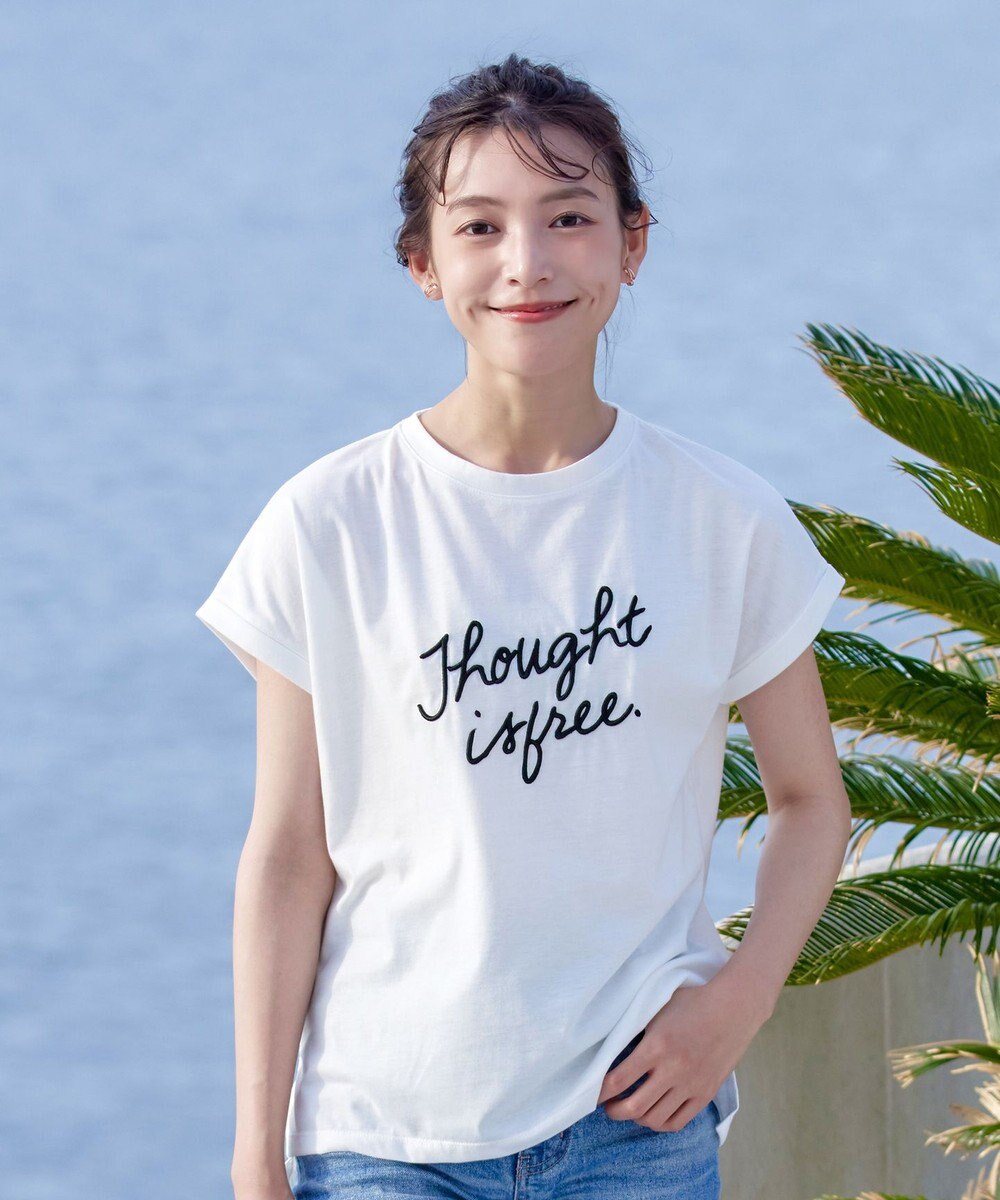 Tiaclasse 【洗える】立体刺繍ロゴTシャツカットソー 