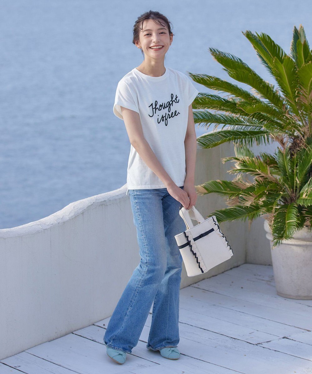 Tiaclasse 【洗える】立体刺繍ロゴTシャツカットソー 