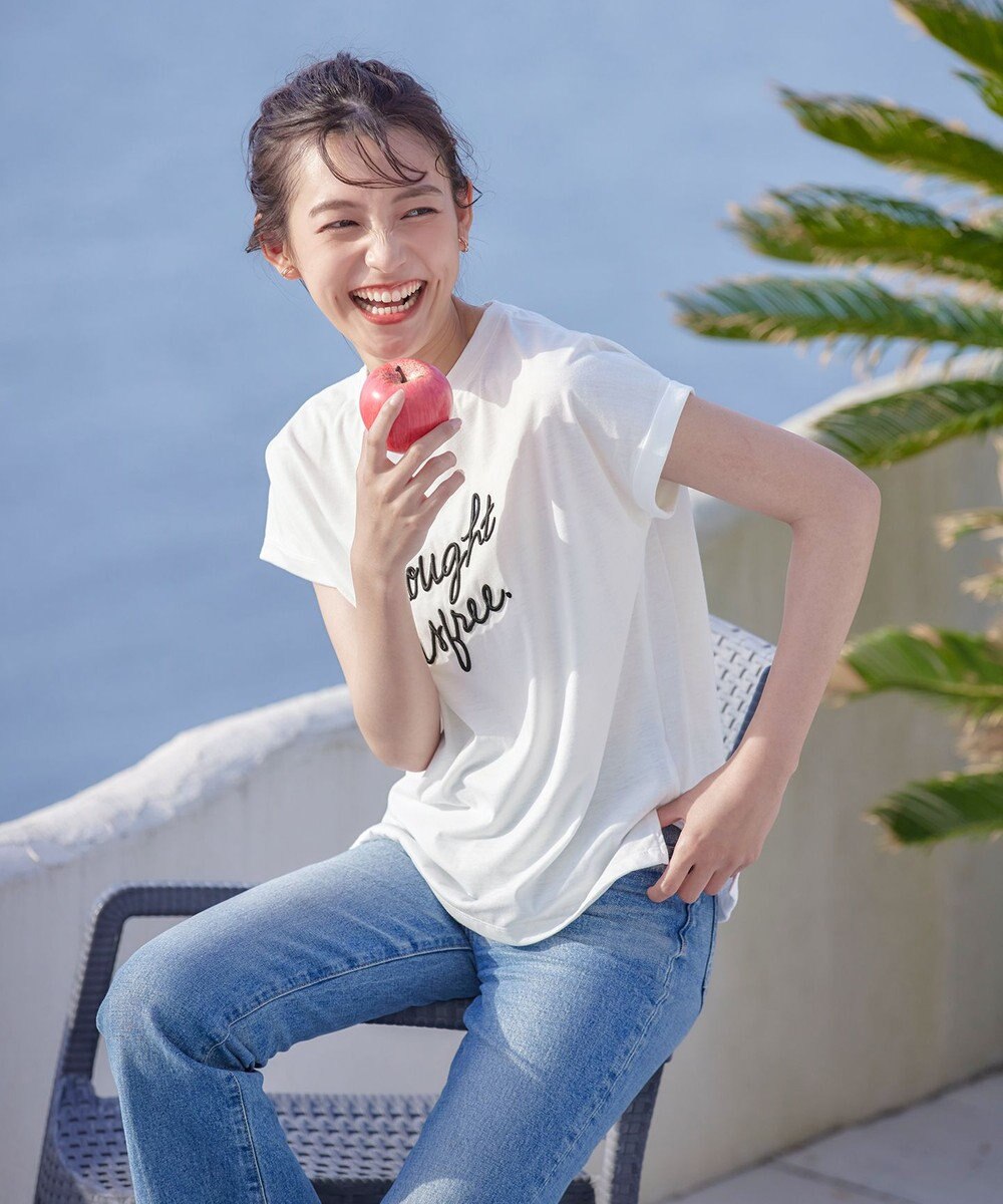 Tiaclasse 【洗える】立体刺繍ロゴTシャツカットソー 