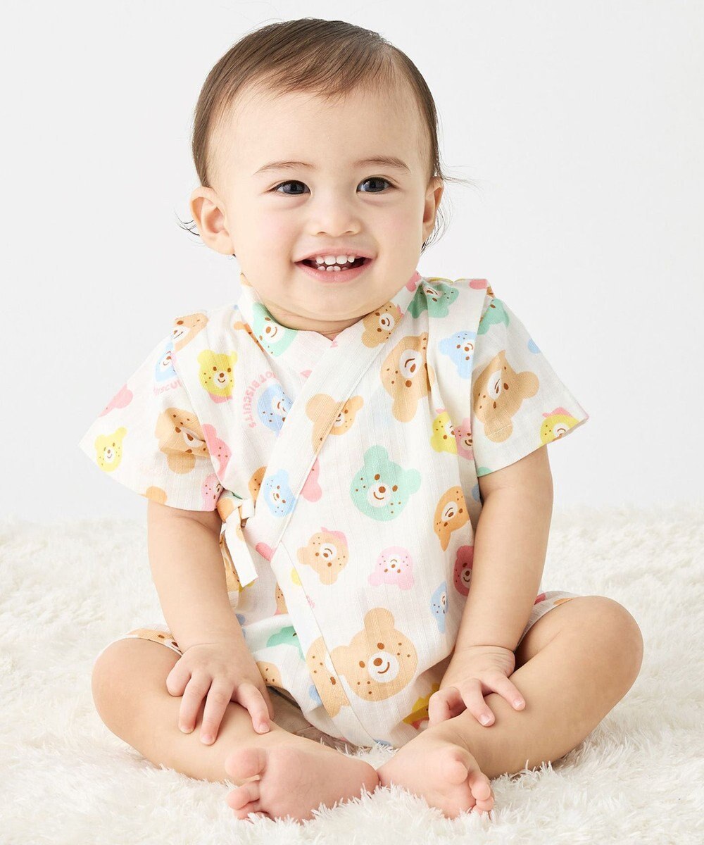 MIKI HOUSE HOT BISCUITS 【60-80cm】総柄 甚平オール 