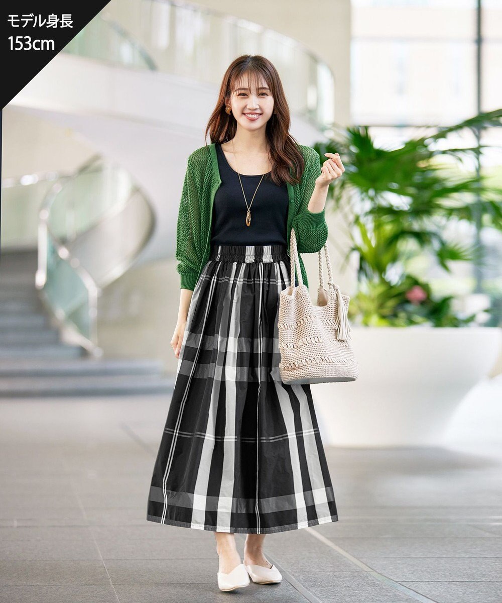 Tiaclasse L 【新色追加・洗える】パフスリーブ透かし編みニットカーディガン 