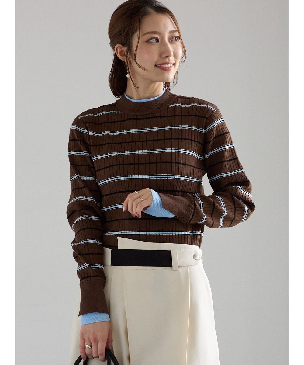 Te chichi 配色レイヤードリブニットプルオーバー 