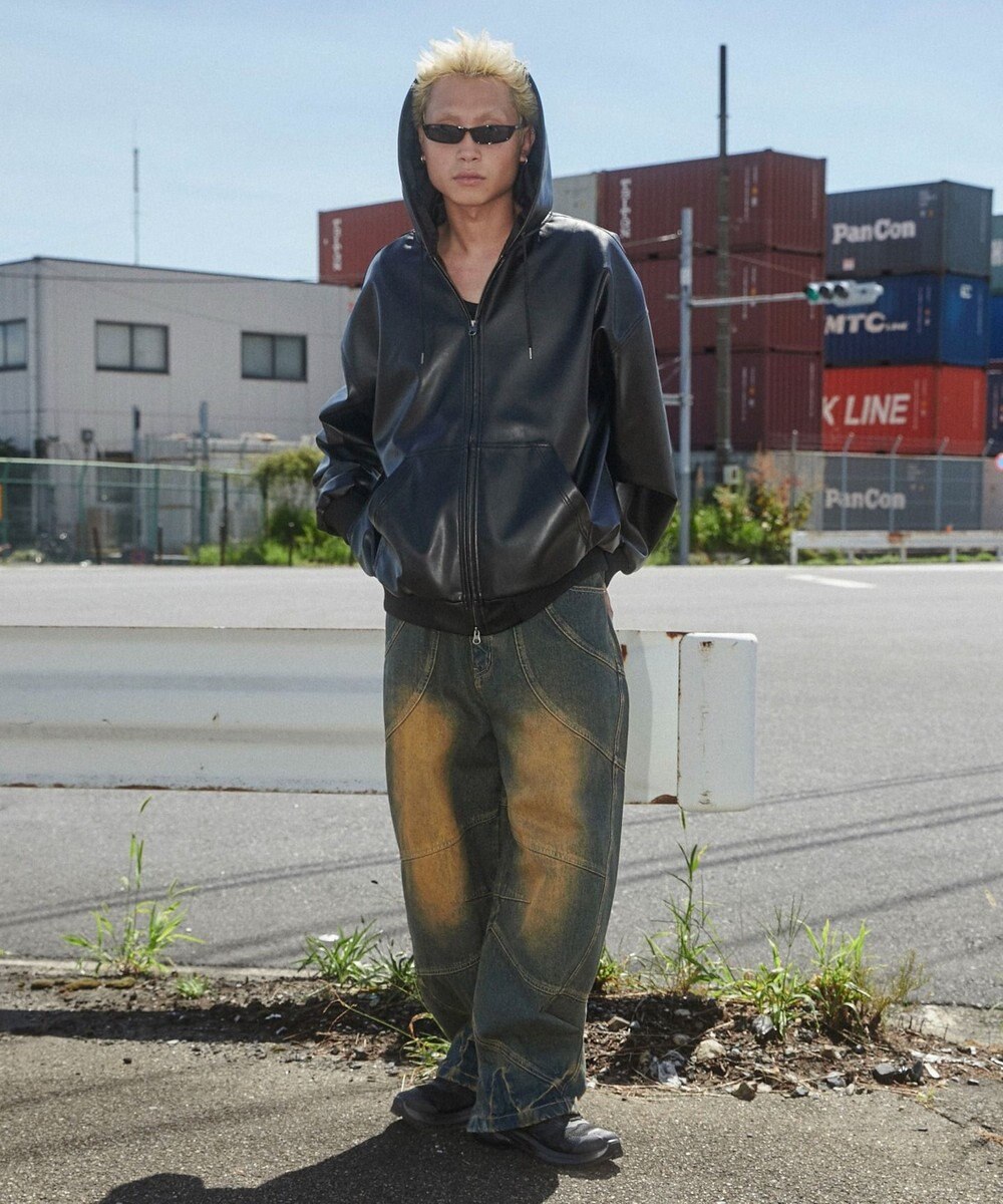 WEGO エコレザーフードブルゾン 