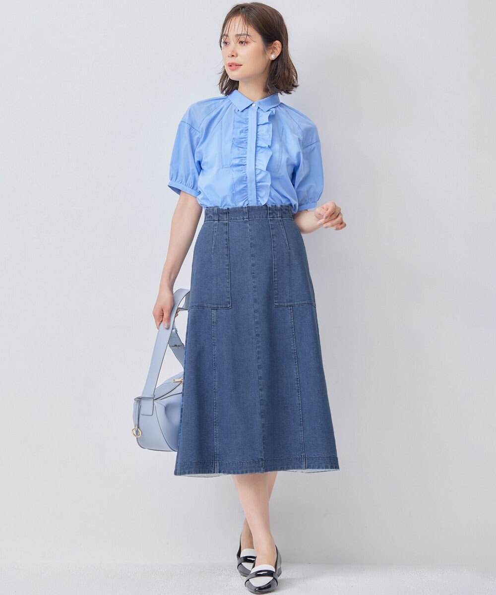 組曲 L 【ストレッチ】ミッドデニム フレアスカート 