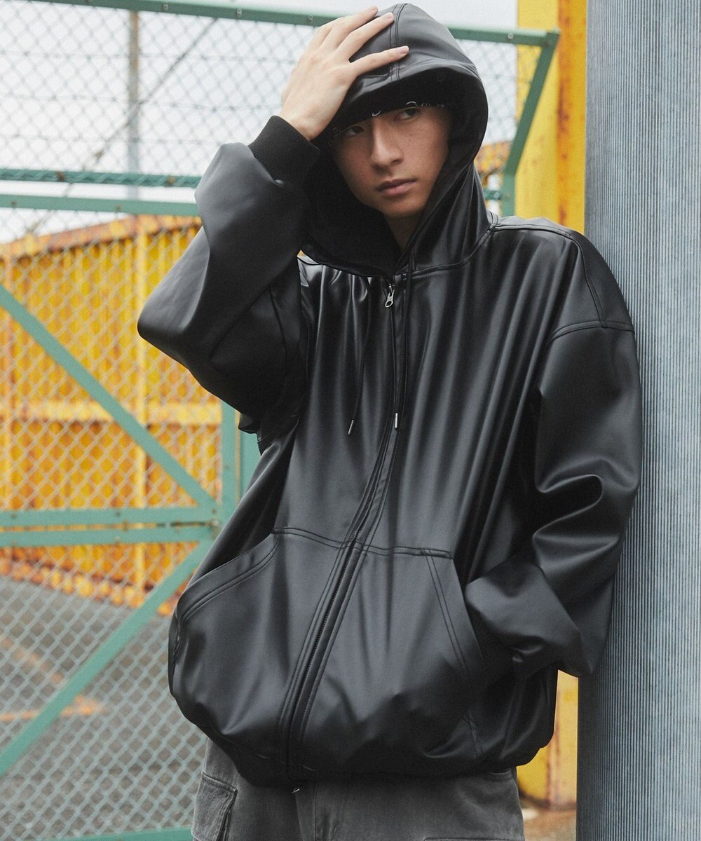 WEGO エコレザーフードブルゾン 