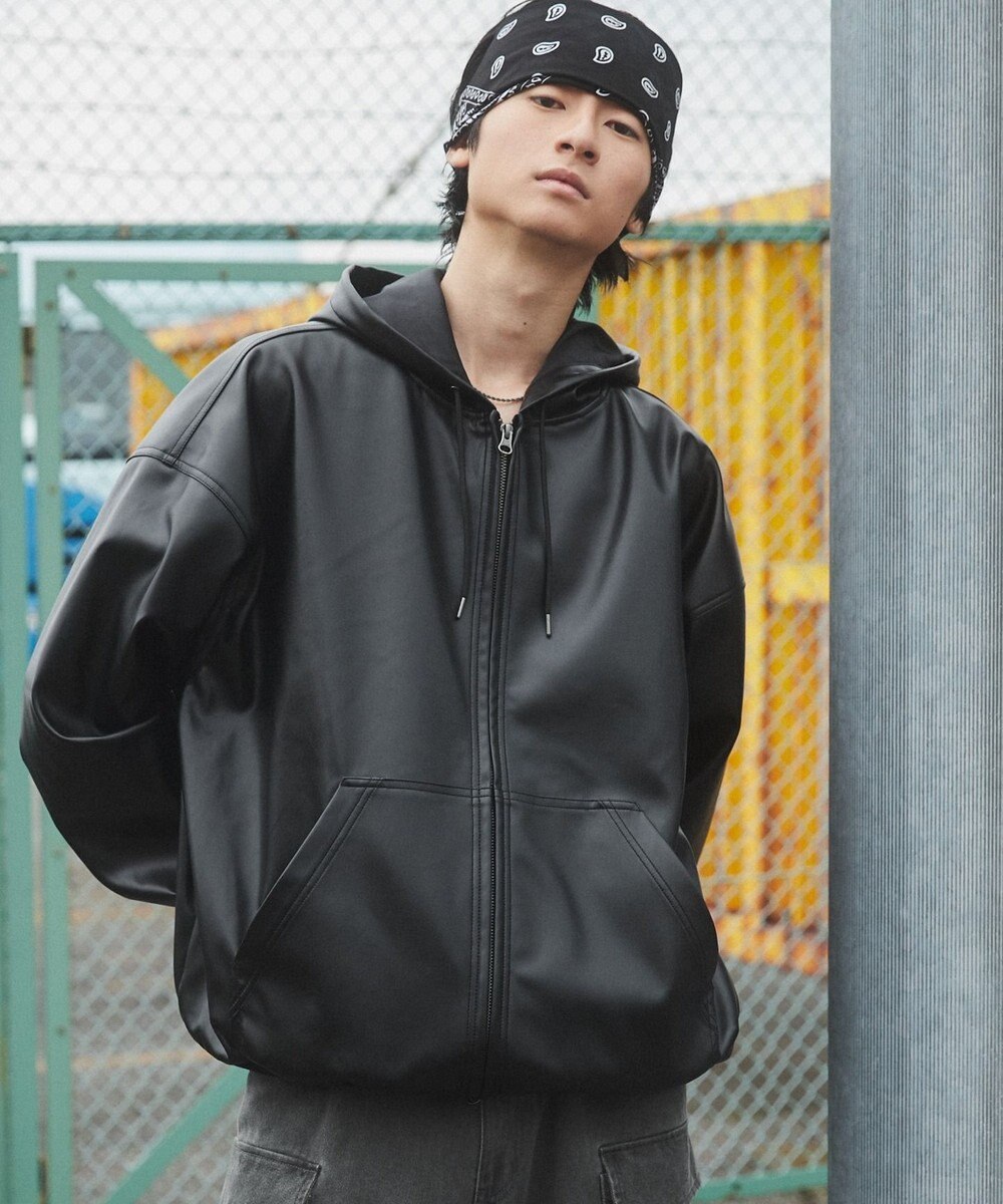 WEGO エコレザーフードブルゾン 