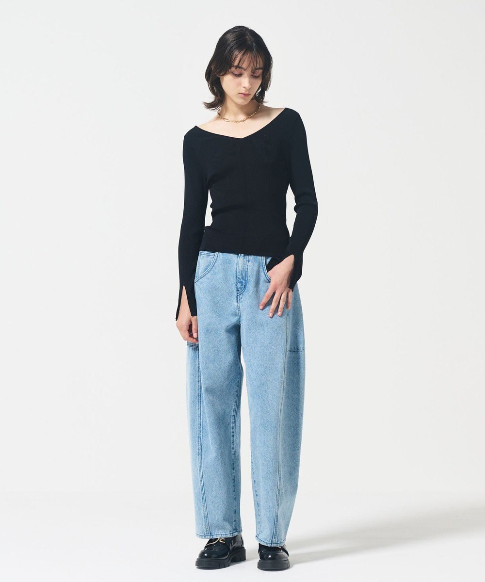GRACE CONTINENTAL リブVネックニットトップ 
