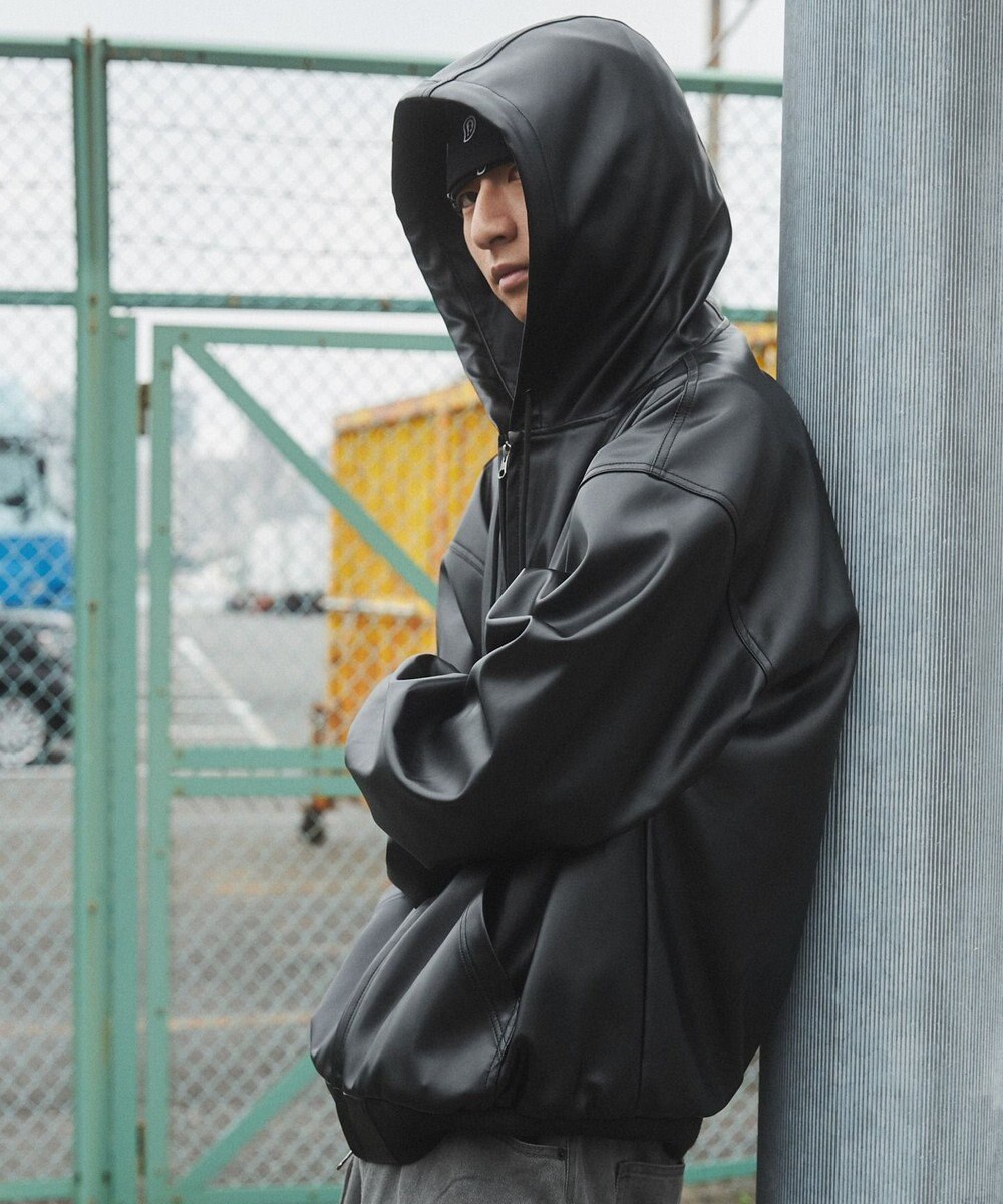 WEGO エコレザーフードブルゾン 