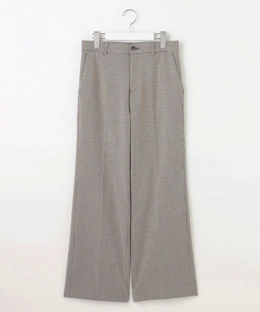 自由区 【撥水加工・洗える】TRギャバチェック柄ストレート パンツ 