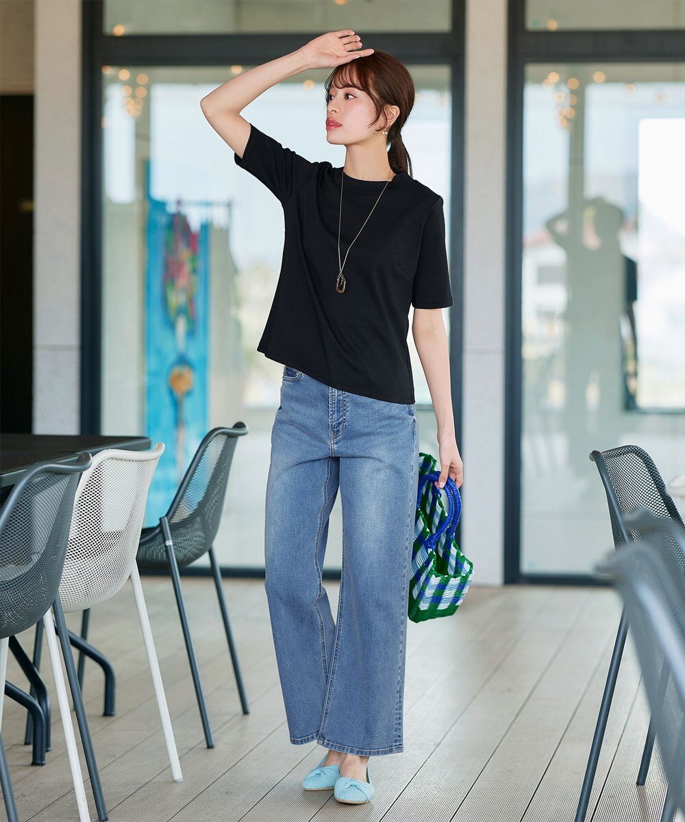 Tiaclasse L 【小倉優子さん着用・洗える・接触冷感・汗ジミ防止】“サマさまカットソー”ハーフスリーブベーシックトップス 