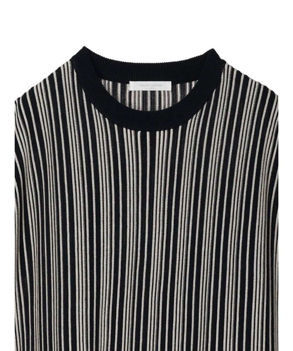 Green Parks ストライプ柄ニットドッキングワンピース 